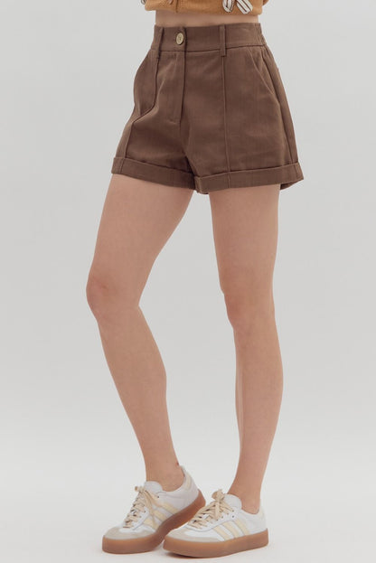 Mocha Colored Cuff Shorts