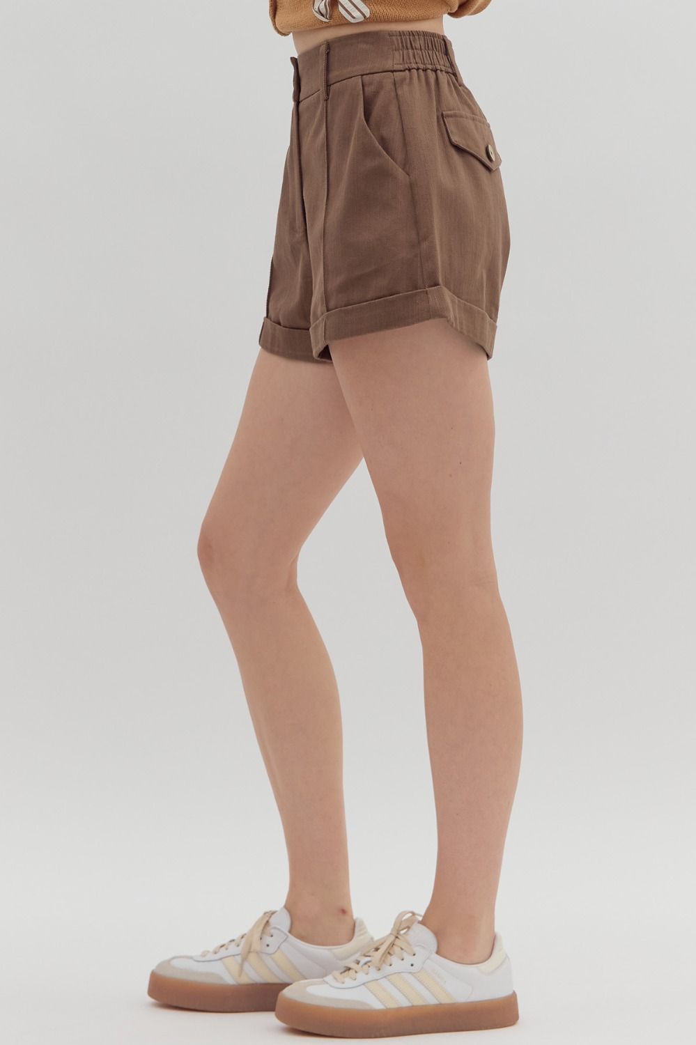 Mocha Colored Cuff Shorts