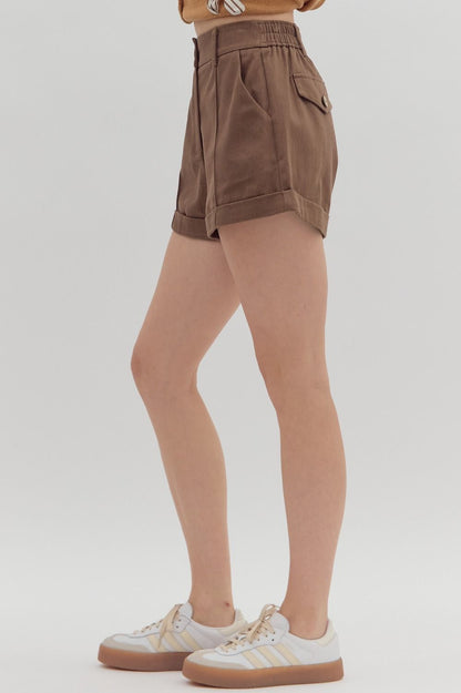 Mocha Colored Cuff Shorts