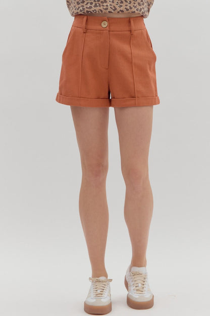 Terracotta Colored Cuff Shorts