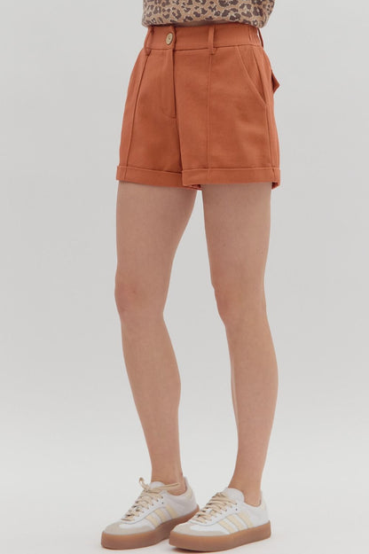 Terracotta Colored Cuff Shorts