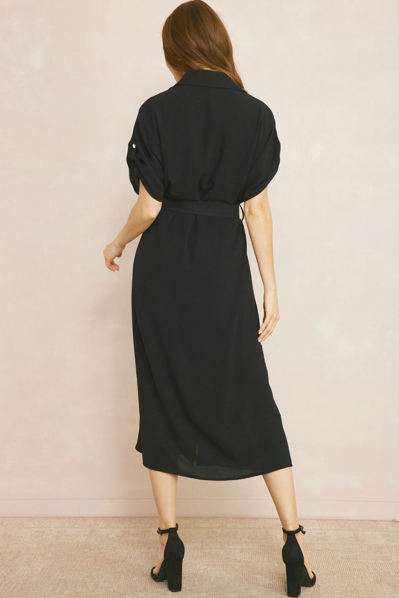 Black Midi Shirt Dress