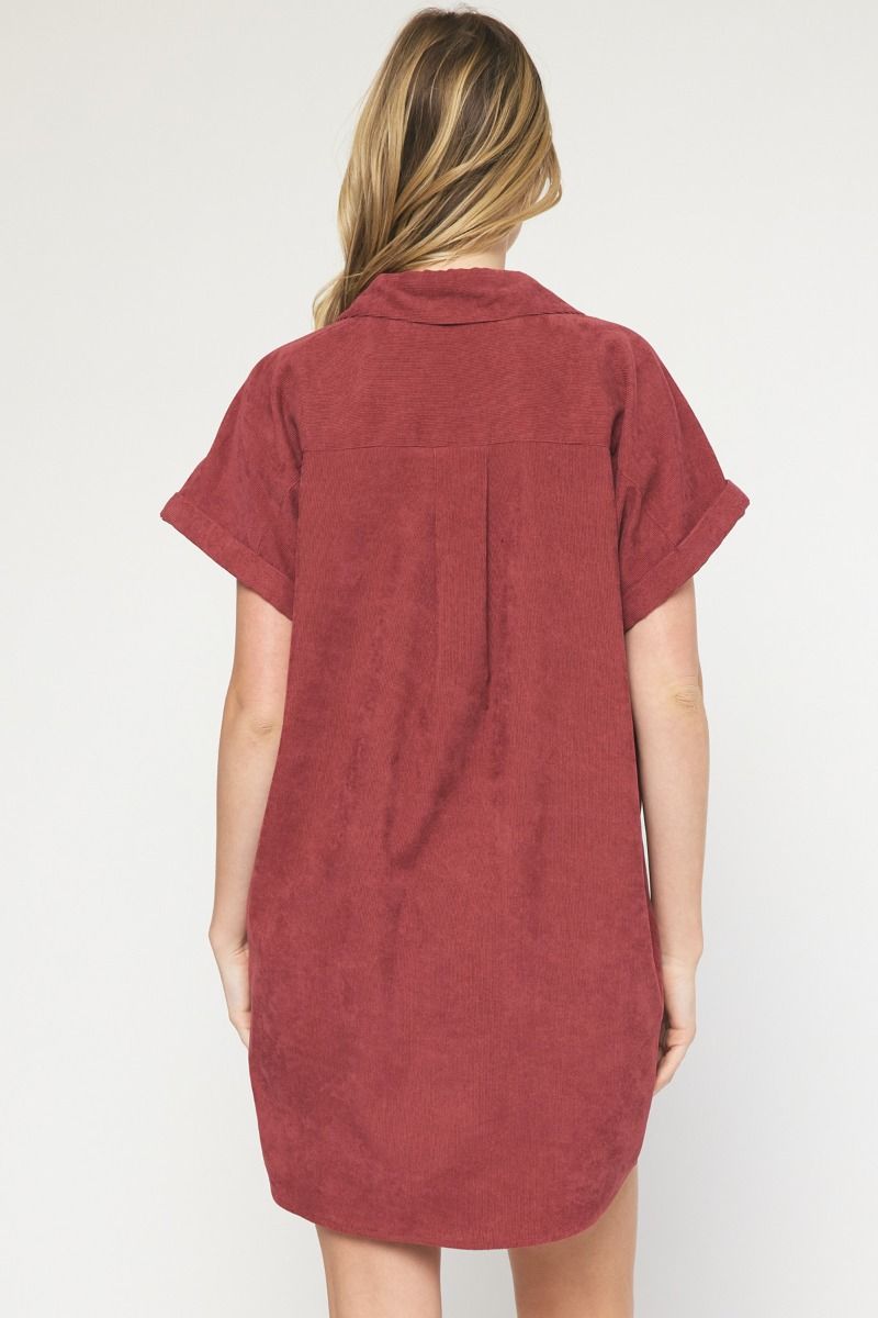 Merlot Corduroy Shirt Dress