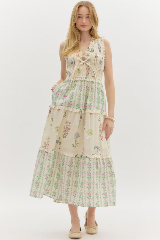 Smocked Floral Midi Dress