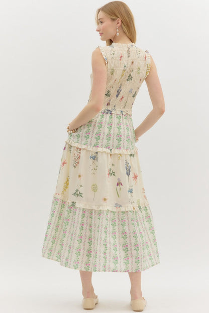 Smocked Floral Midi Dress