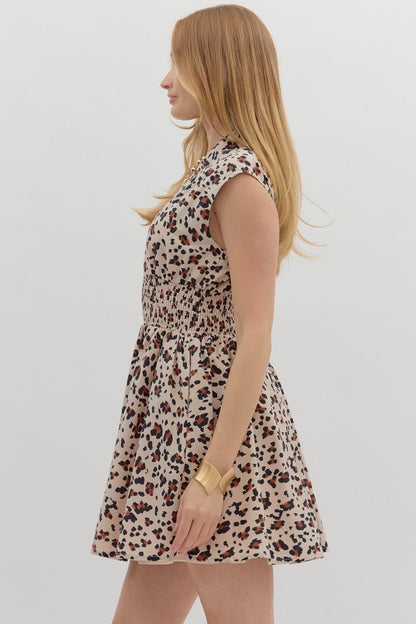 Leopard Pattern V Neck Dress