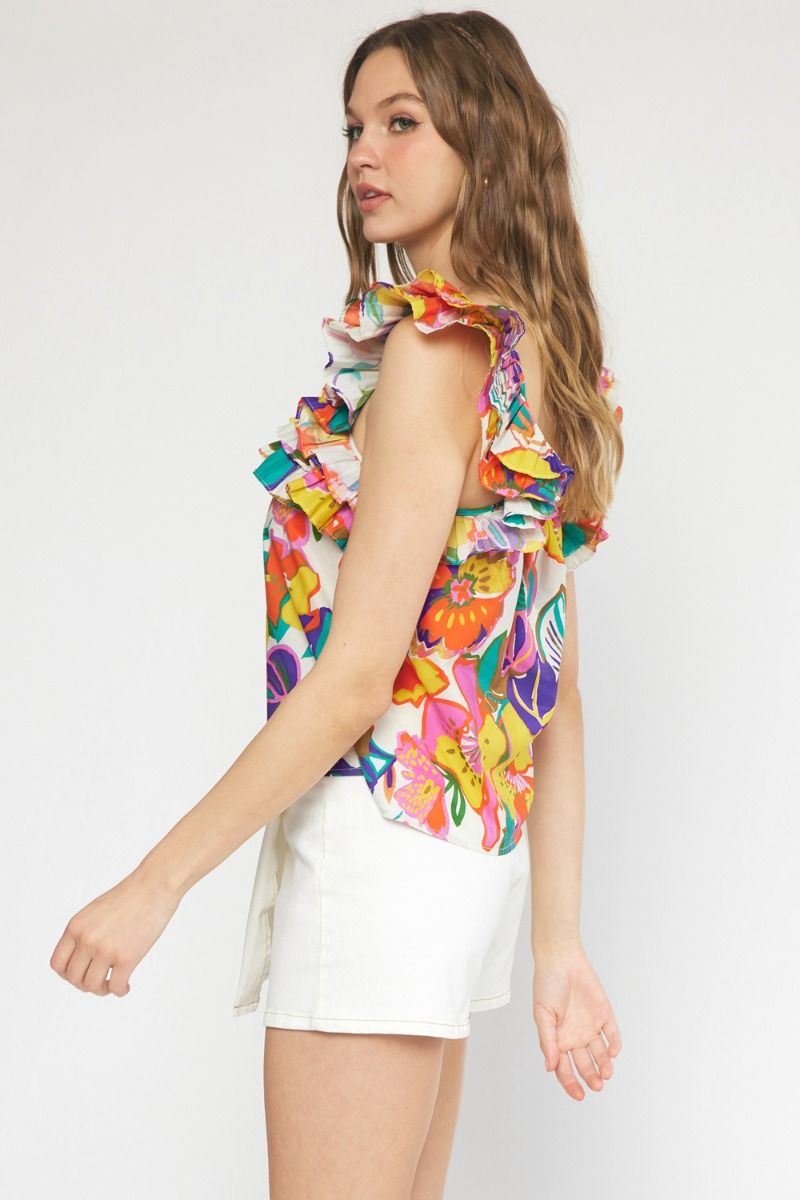 Floral Square Neck Top