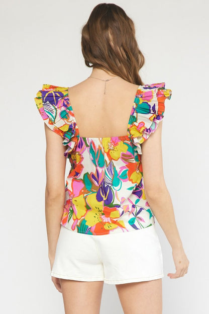 Floral Square Neck Top