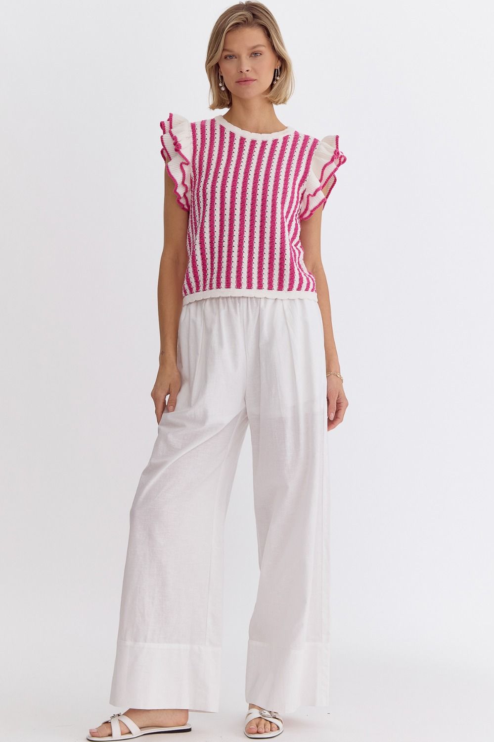 Hot Pink Striped Knit Top