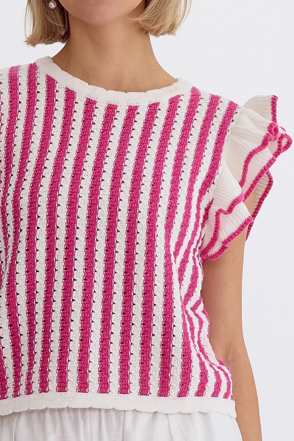 Hot Pink Striped Knit Top