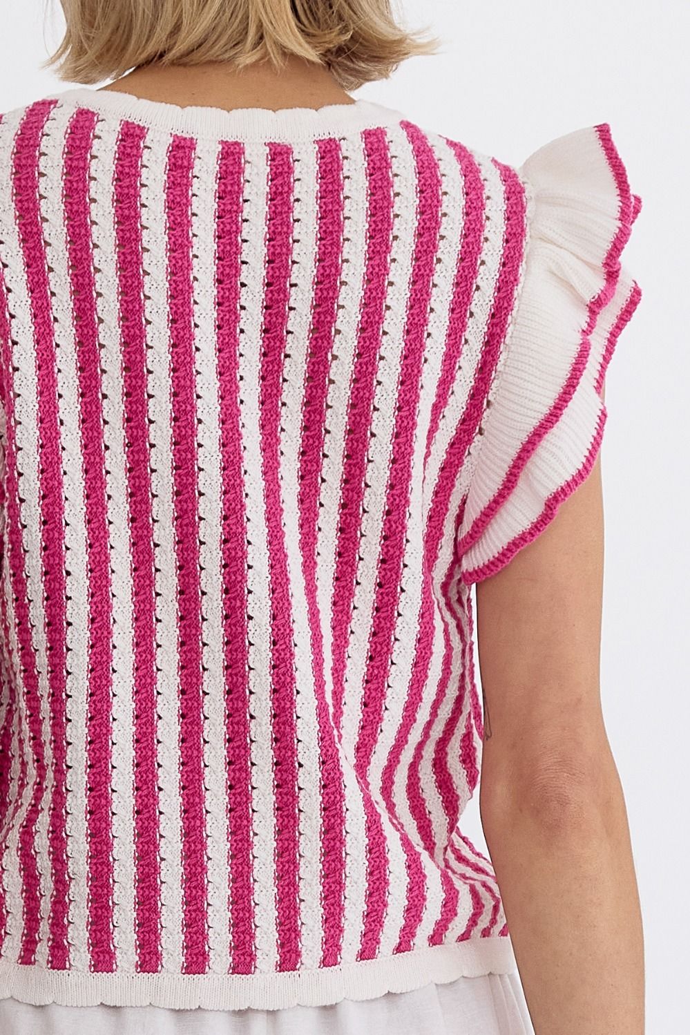 Hot Pink Striped Knit Top