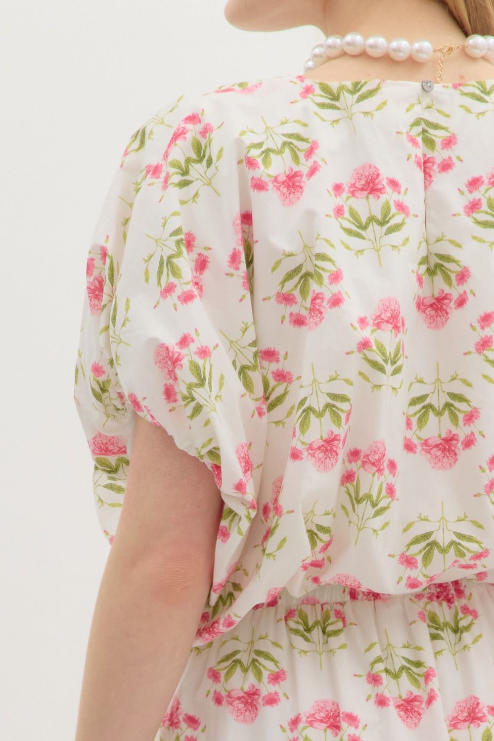 Floral Waist Hem Bubble Top