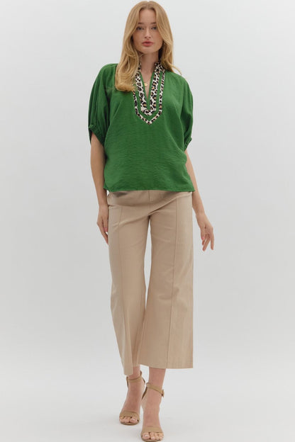 Fern and Leopard Dolman Sleeve Pullover Top