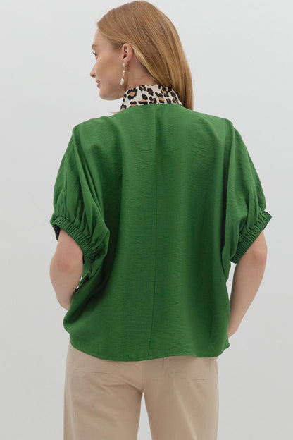 Fern and Leopard Dolman Sleeve Pullover Top