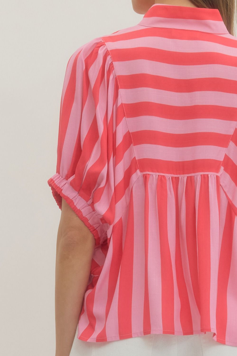 Sweet and Bold Pink Striped Dolman Top