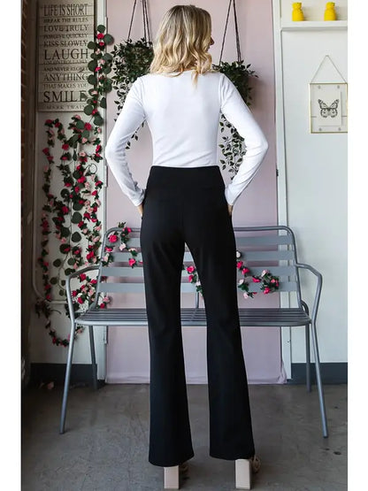 High Waisted Black Stretch Flare Pants