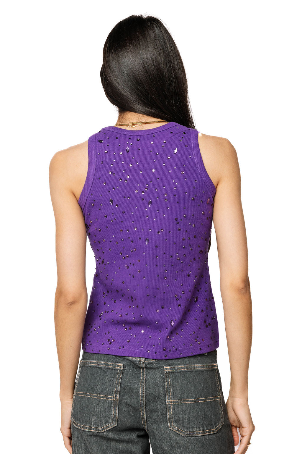 Queen of Sparkles Purple Tonal Rhinestone Tank