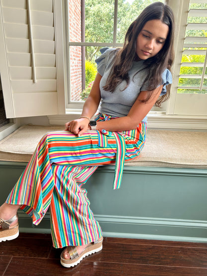 Green/Fuschia Stripe Pants