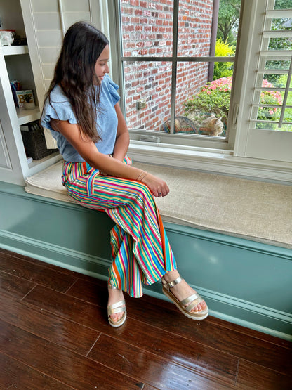 Green/Fuschia Stripe Pants