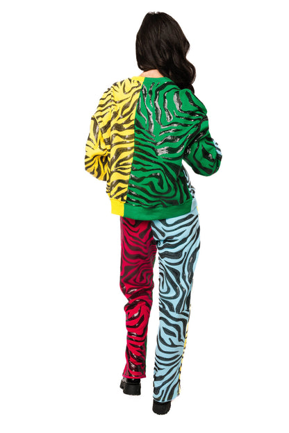 Queen of Sparkles Multi Colorblock Tiger Sweatshirt