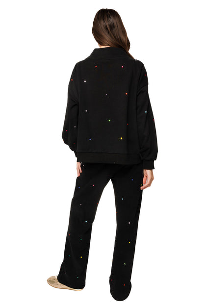 Queen of Sparkles Black Rainbow Jeweled Sweat Pant