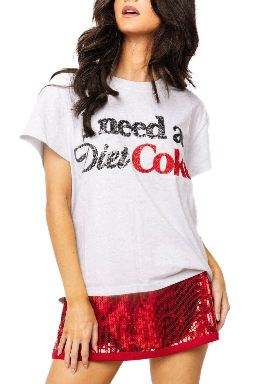 Queen of Sparkles Licensed Grey 'I Need A Diet Coke' Tee