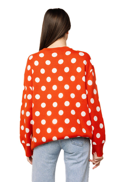 Queen of Sparkles Orange Polka Dot Pumpkin Sweater