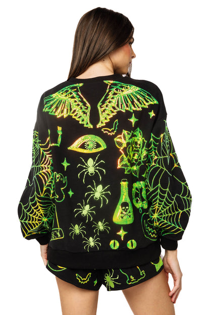 Queen of Sparkles Black & Green Halloween Queen Icon Sweatshirt