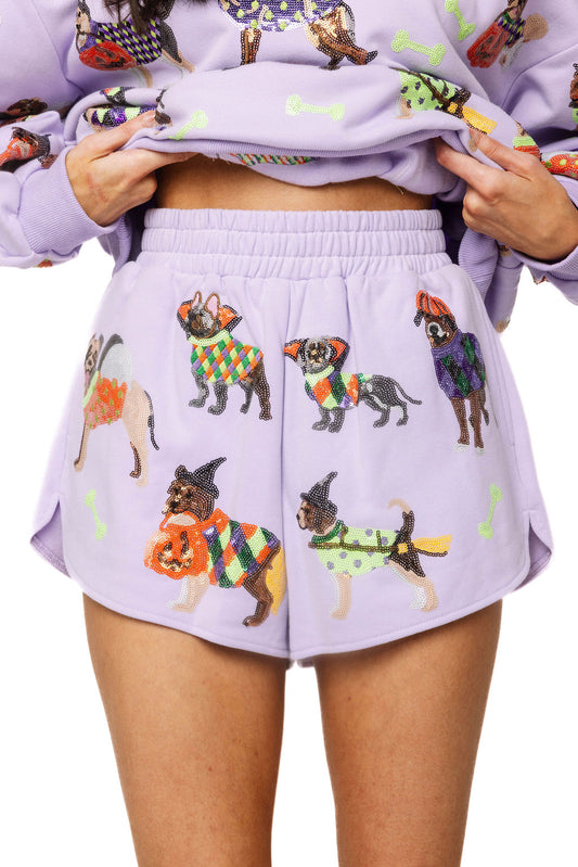 Queen of Sparkles Lavender Halloween Dogs Short