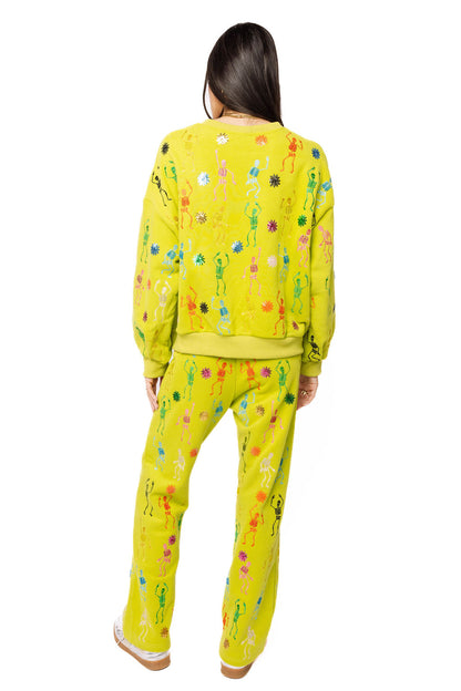 Queen of Sparkles Lime Green Multi Skeleton Sweatshirt