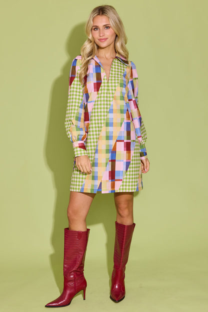 Alden Adair Kimmy Dress Diagonal Check