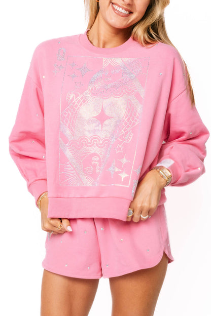 Queen of Sparkles Pink Scattered Rhinstone Qos Sparkle Short