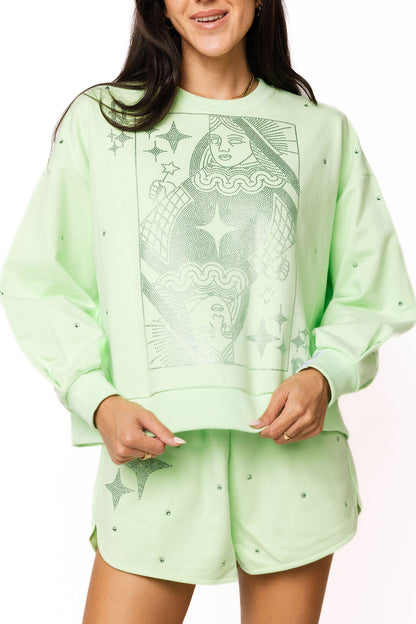 Queen of Sparkles Mint Scattered Rhinstone Qos Sparkle Short