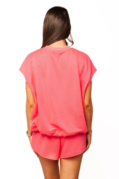 Queen of Sparkles Neon Pink Qos Card Logo Draw String Tank