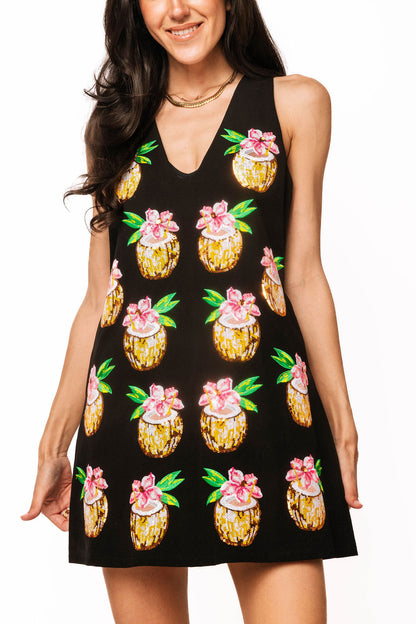 Queen of Sparkles Black Coconut Drink Tank Dress