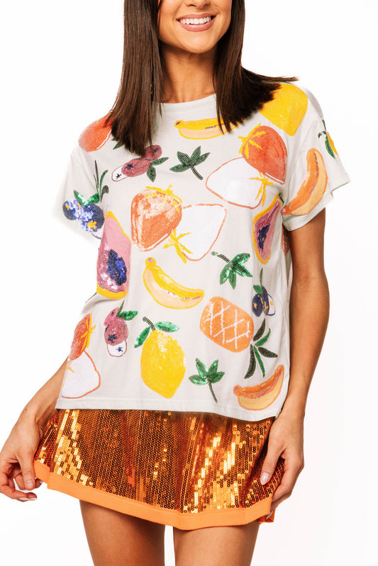 Queen of Sparkles Light Blue Multi Fruit Tee