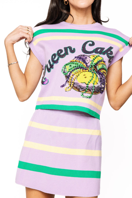 Queen of Sparkles Queen Cake Striped Top