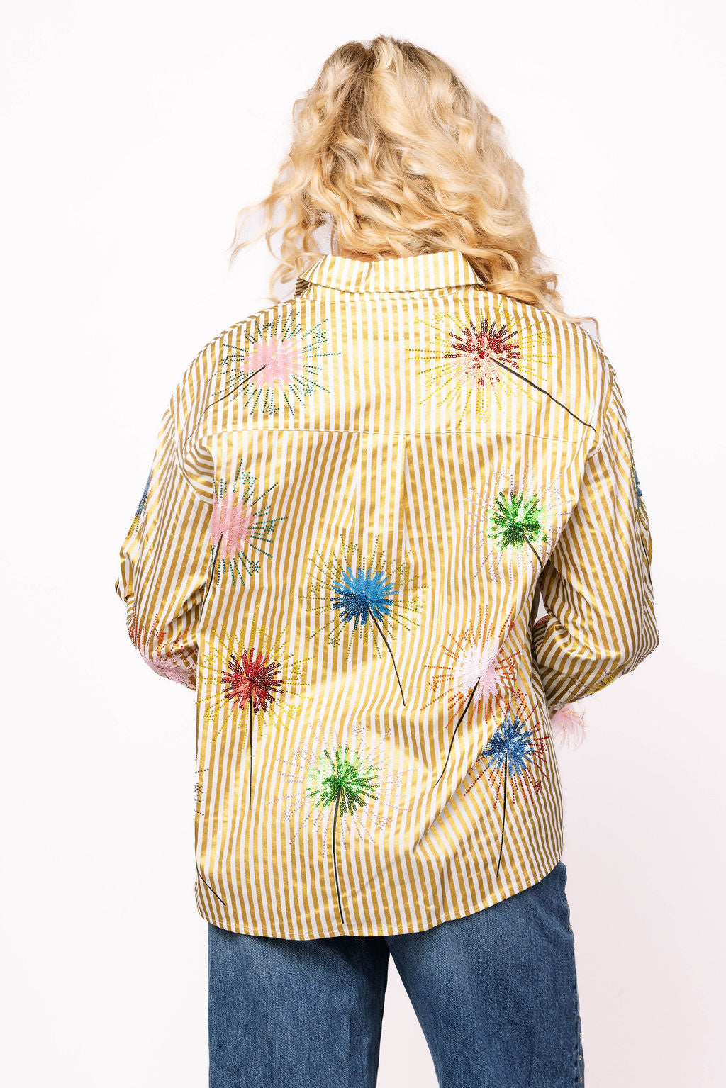 Queen of Sparkles Gold Stripe Multi Sparkler Shirt