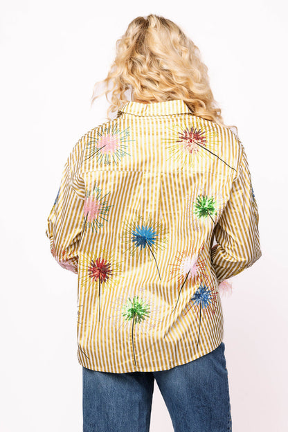 Queen of Sparkles Gold Stripe Multi Sparkler Shirt