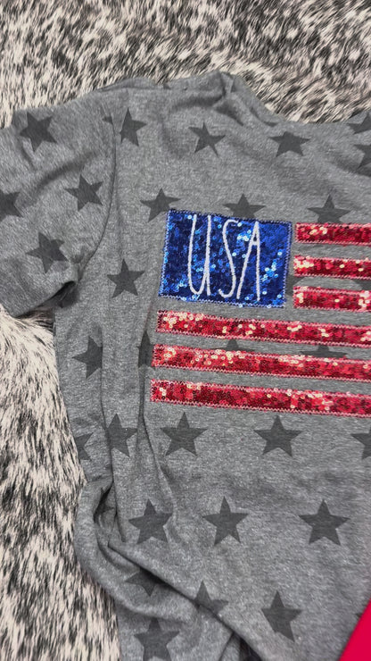 Star-Spangled Sequin Flag Tee