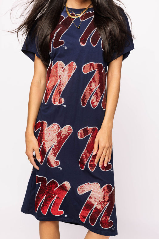 Queen of Sparkles Ole Miss Mascot Midi Tee Dress