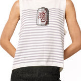 Queen of Sparkles Licensed White & Grey Striped Diet Coke Can Knit Tank