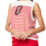 Queen of Sparkles Licensed White & Red Striped Coca Cola Can Knit Tank