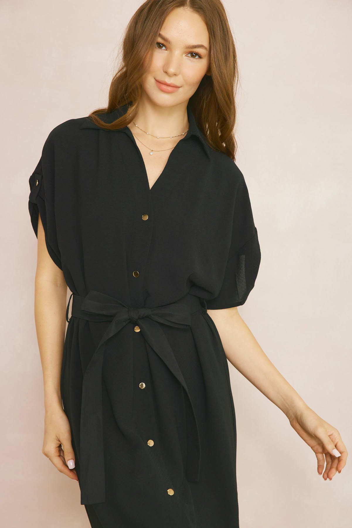 Black Midi Shirt Dress