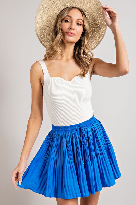 Blue Pleated Skort