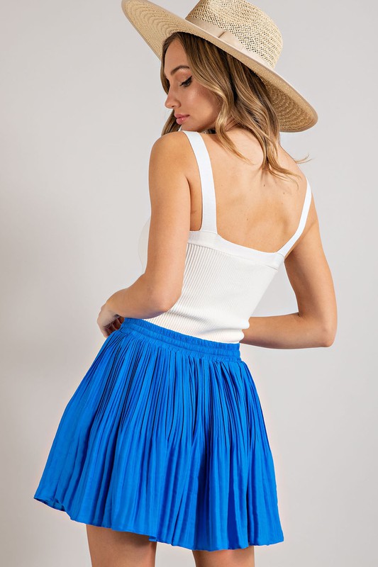 Blue Pleated Skort