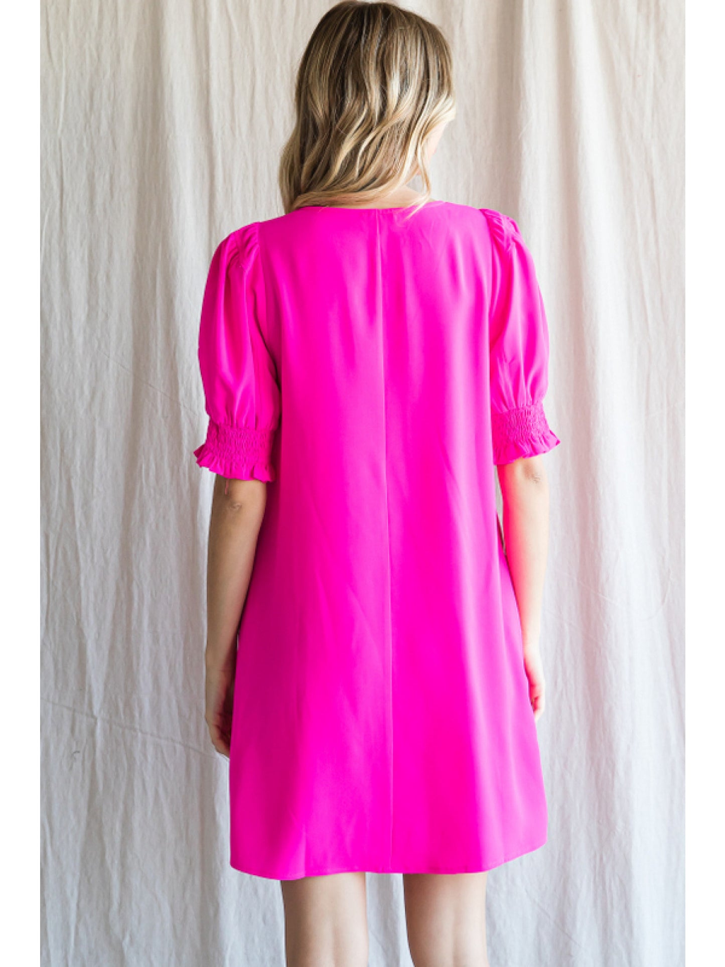 Hot Pink Short Sleeve Dress