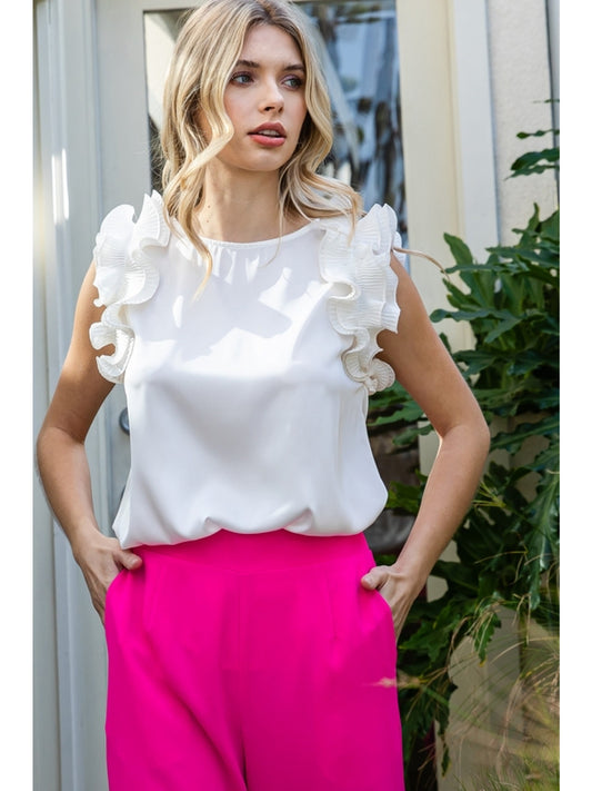 White Frill Shoulder Top