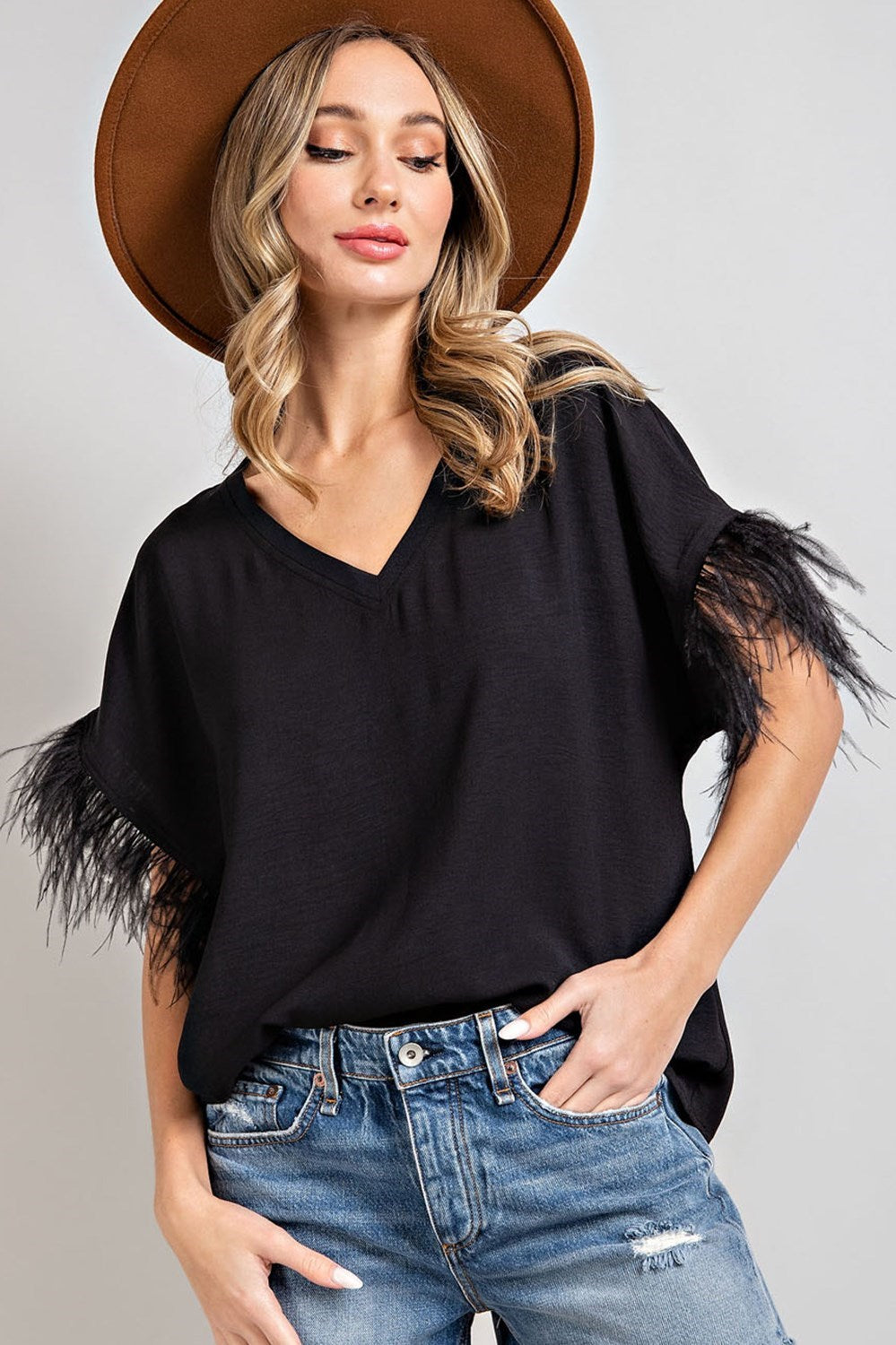 Black Feather Top