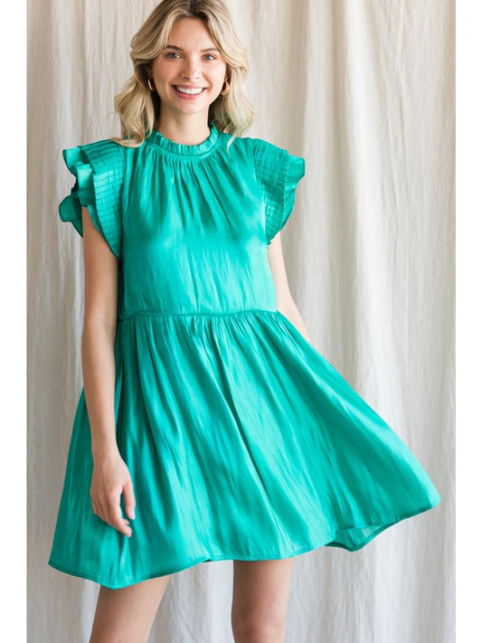 Emerald Satin Dress